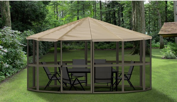 This much more portable style is screened in to keep out the bugs and would probably be a fantastic structure to take along with you while camping with a large group.