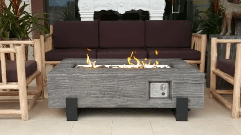 Propane fuelled fire pit for the patio