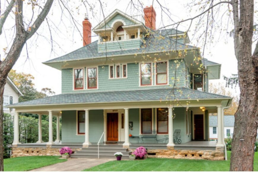 38 American Foursquare Home Photos PLUS Architectural Details