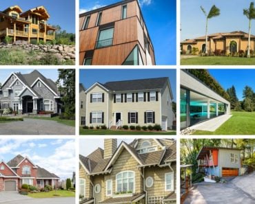 6 houses with different types of siding.