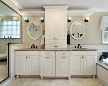 Master bathroom with custom cabinets.