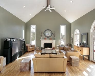 Living room with awesome cathedral ceiling.