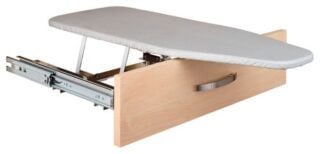 Ironing board in a drawer for a compact and convenient usage.