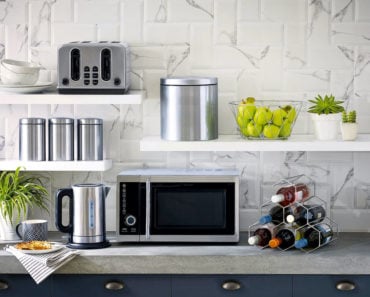 Kitchen with small microwave oven