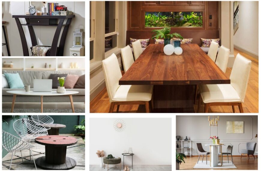 Collage of different types of tables.
