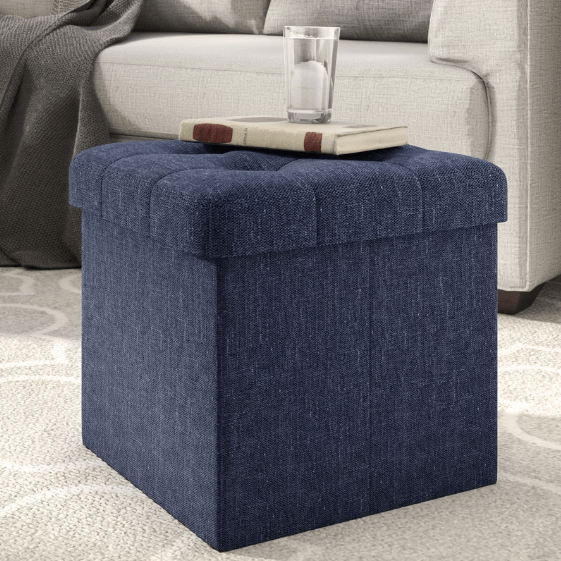 14 Best Small Ottoman Options For 2018 Cube Ottoman Made With Midnight Blue Color And Polyester Material