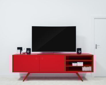 Small red TV stand