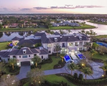 Aerial view of Florida mega mansion