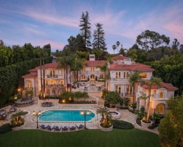 Aerial view of mega mansion (36,000) in Bel Air, California