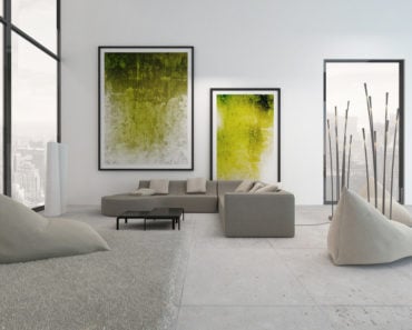 Living room with large wall art paintings