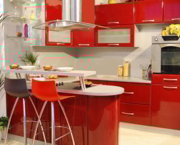 Kitchen with modern red cabinets