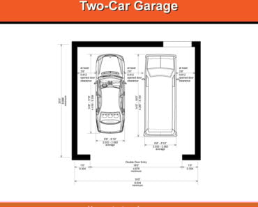 Illustrated diagram of 2-car garage dimensions