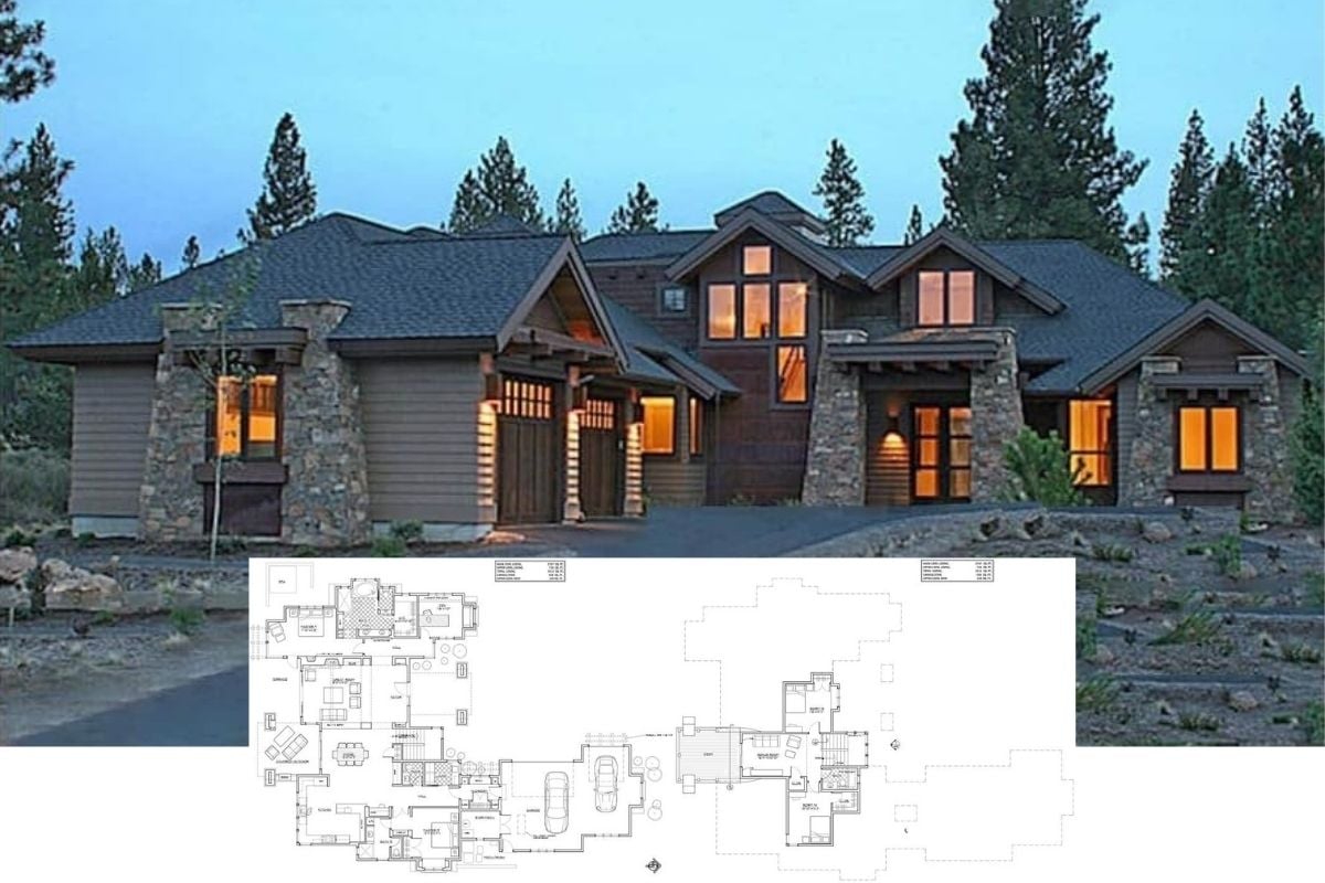 Tour this Magnificent 4-Bedroom Rustic Mountain Craftsman  Home and Inspect the Detailed 2D Floor Plan Drawings