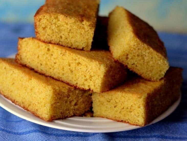 Stack of cornbread on a plate