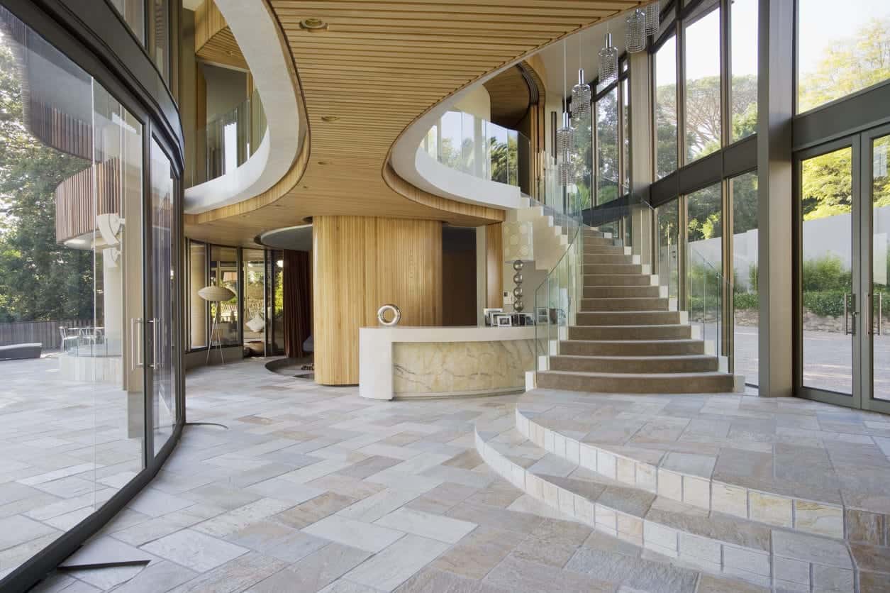 Luxury home foyer with a grand entrance staircase.