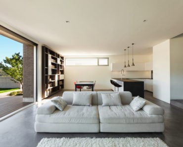 Living room with concrete floor