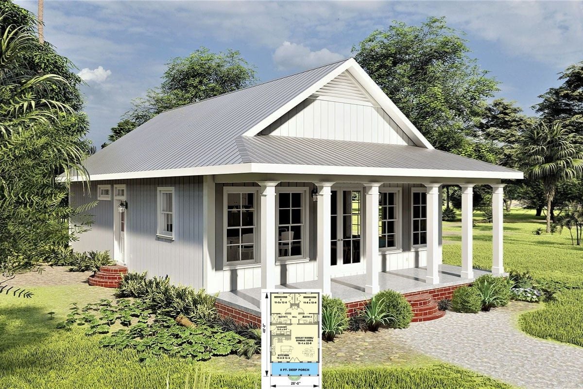 Explore This Cozy 1,120 Sq. Ft. 2-Bedroom Starter Home with Open Concept Living (Take a Look at This Floor Plan)
