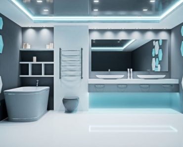 Futuristic bathroom interior.