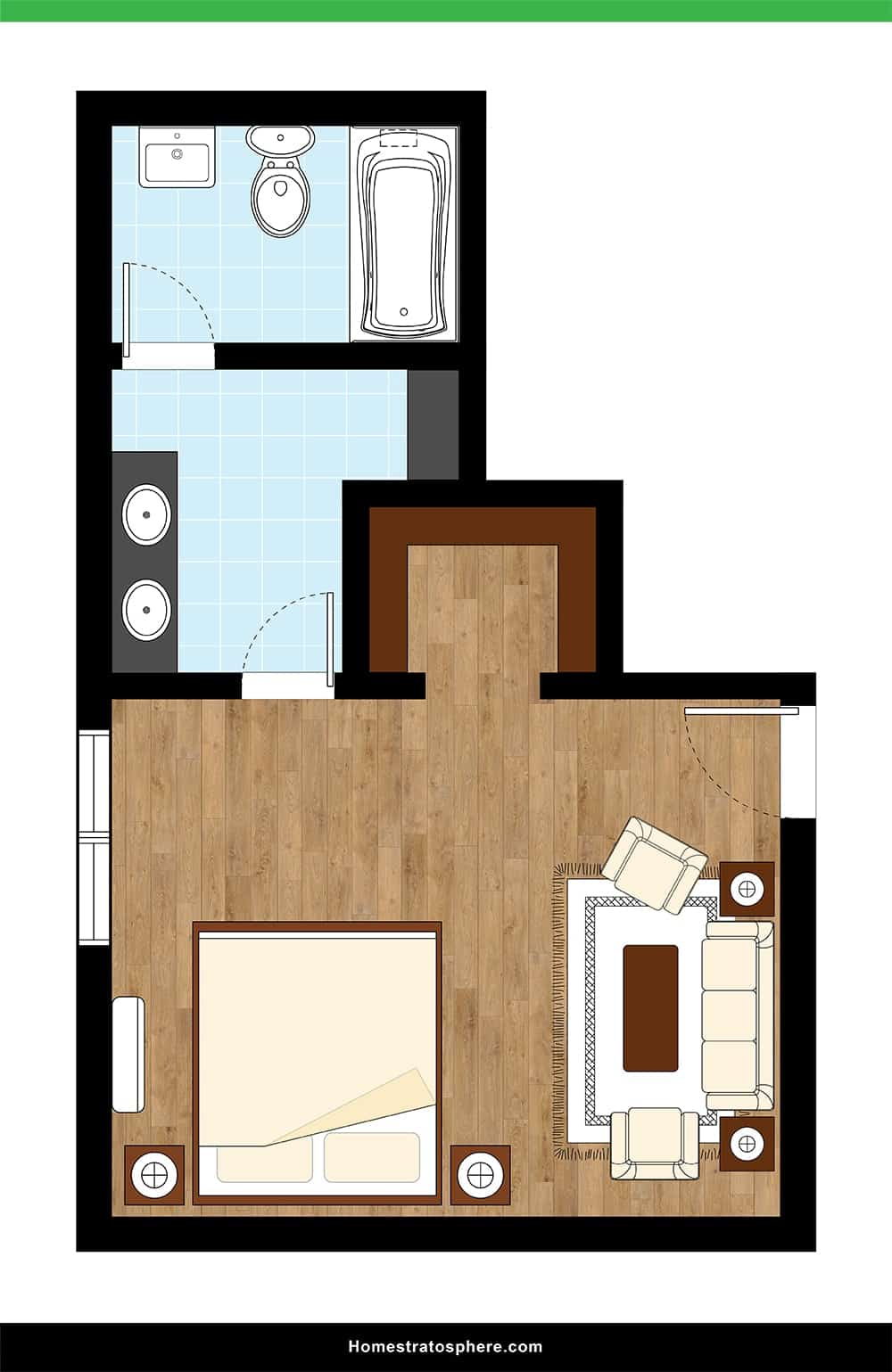Large Living Area Primary Bedroom