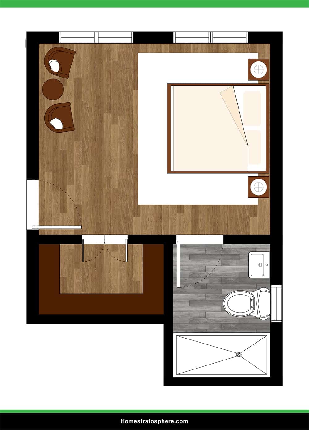 Functional Yet Reasonable Primary Bedroom with Sitting Area