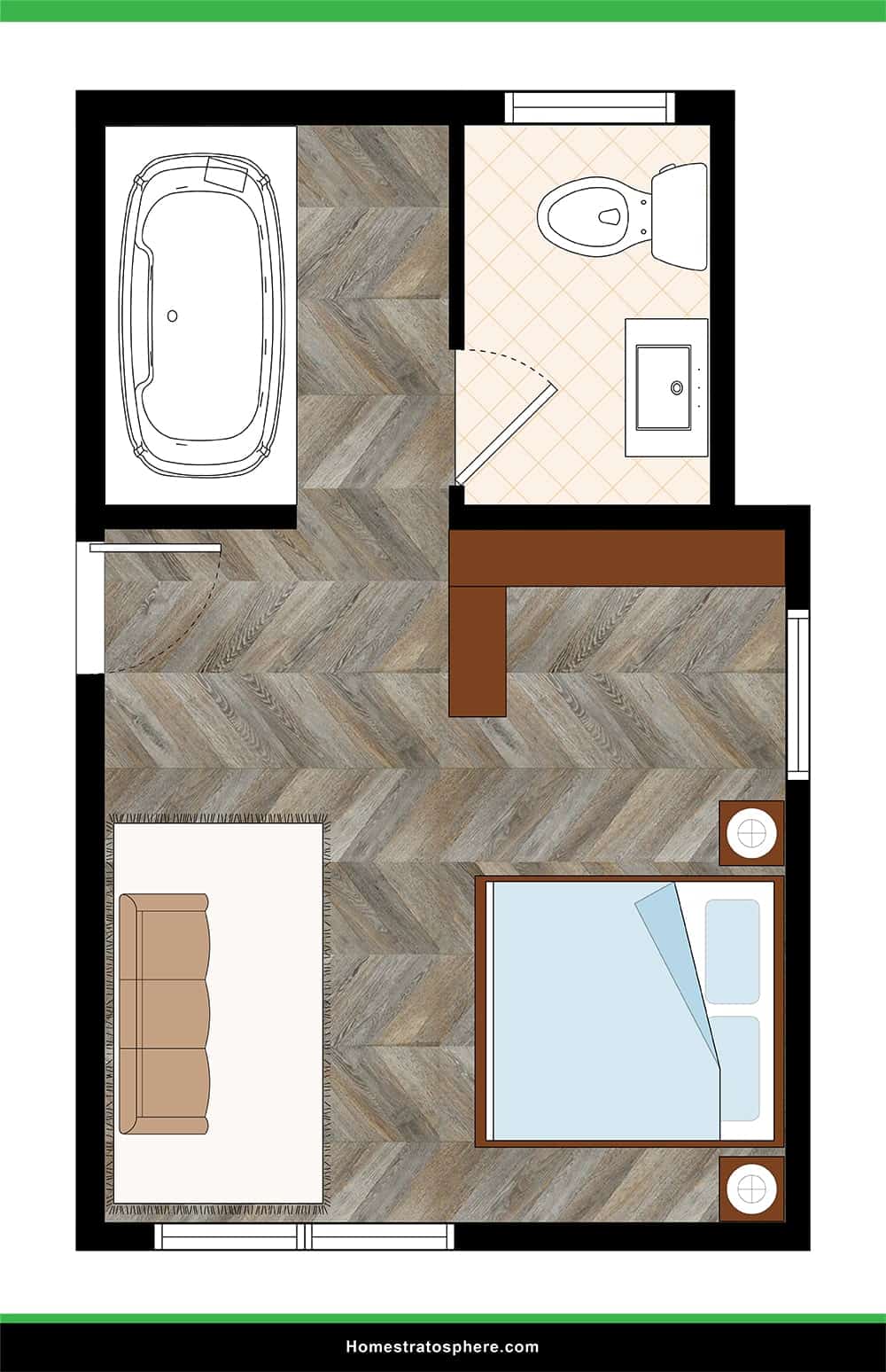 Open Floor Plan with Large Jetted Tub