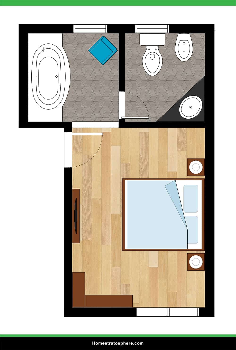 Primary Bedroom with Soaking Tub and Reading Chair