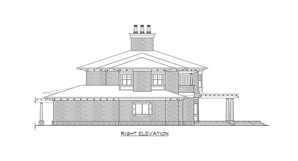 Right elevation sketch of the two-story The Retreat at Waters Edge.