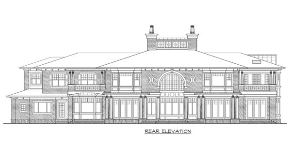 Rear elevation sketch of the two-story The Retreat at Waters Edge.