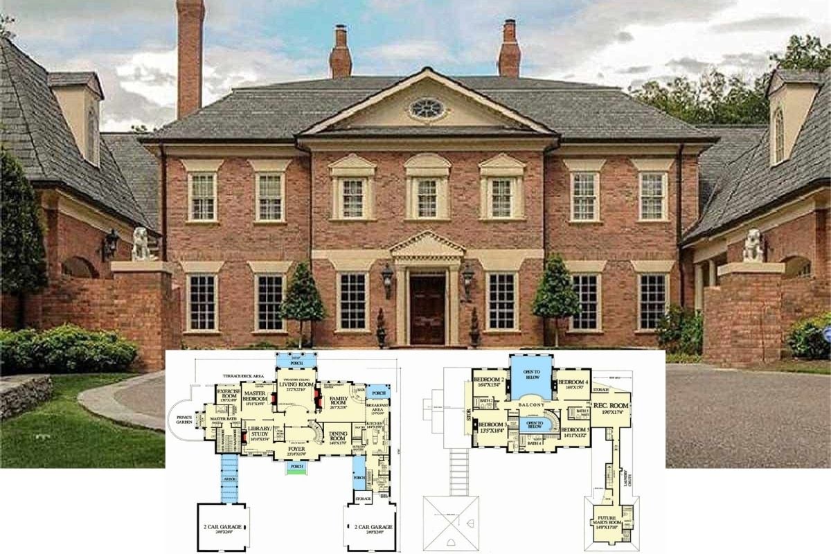 Tour this Grand 6-Bedroom Georgian Estate Home Including the Detailed Sprawling Floor Plan Drawings and Interior Photos (6,549 Sq. Ft.)