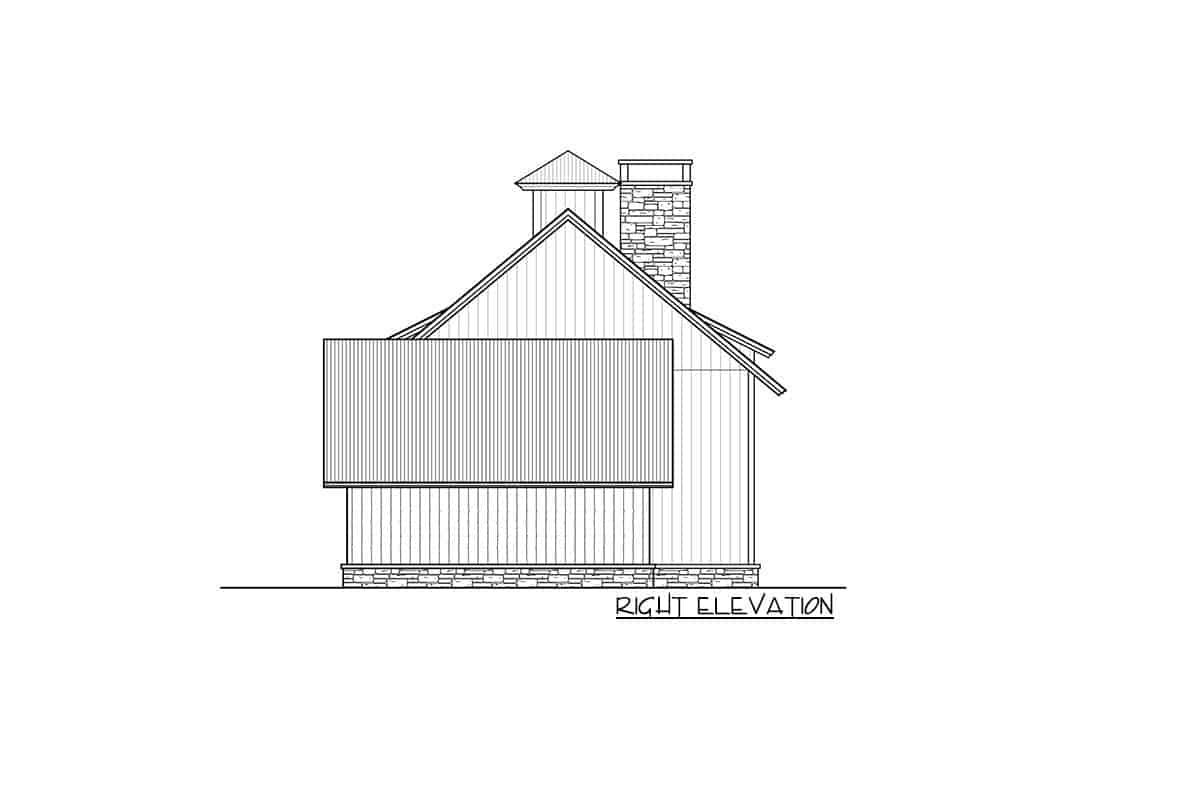 Right elevation sketch of the two-story 3-bedroom farmhouse.