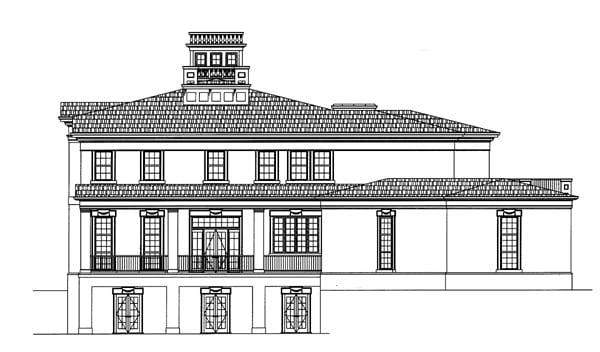 Rear elevation sketch of the two-story English house.