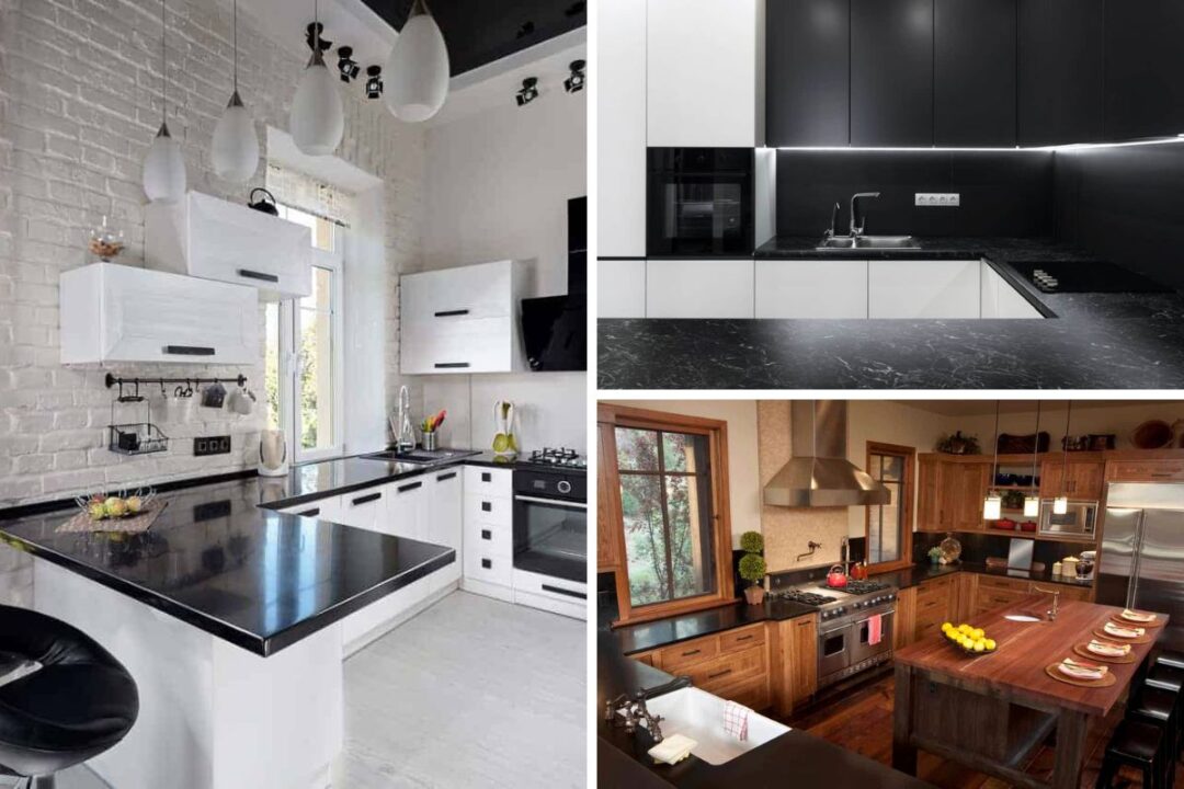 50 Kitchens with Black Granite Countertop Surfaces (Photos)