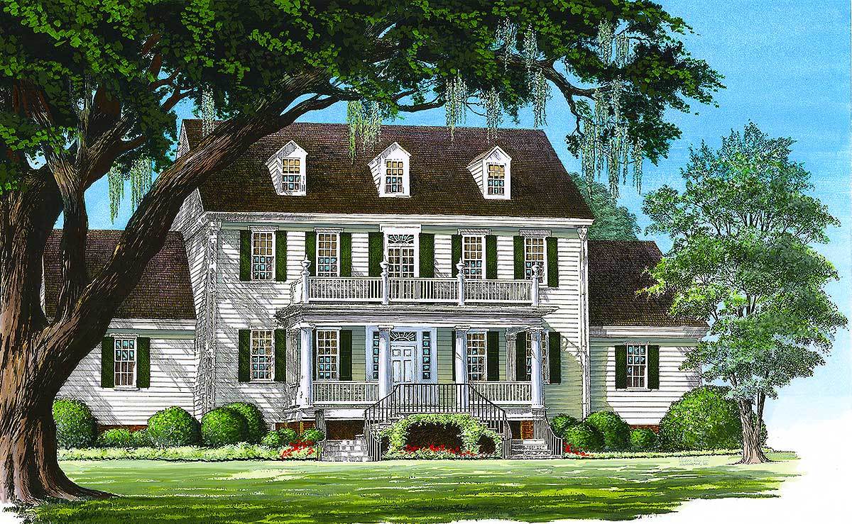 Perspective sketch of the two-story 4-bedroom Colonial home.