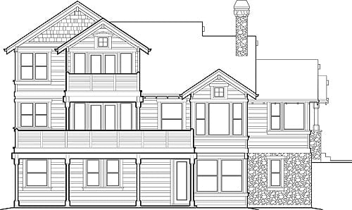 Rear elevation sketch of the two-story Doncaster home.