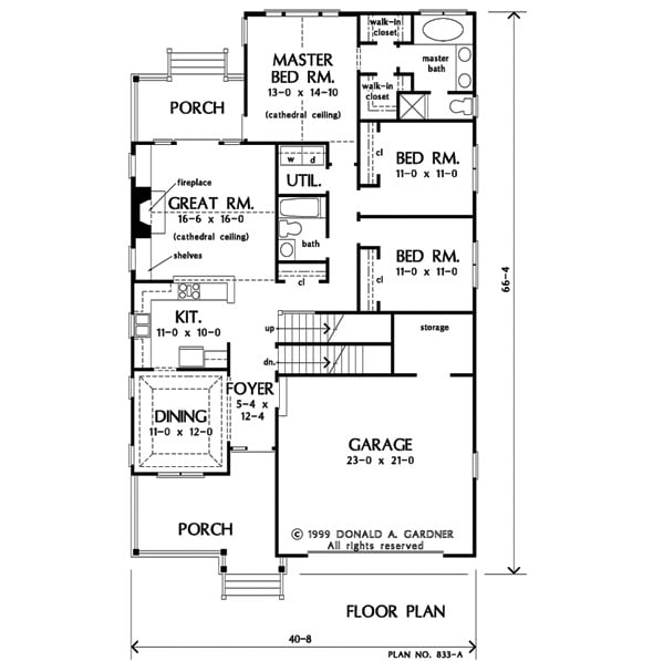 Main level floor plan showing the basement stairs.