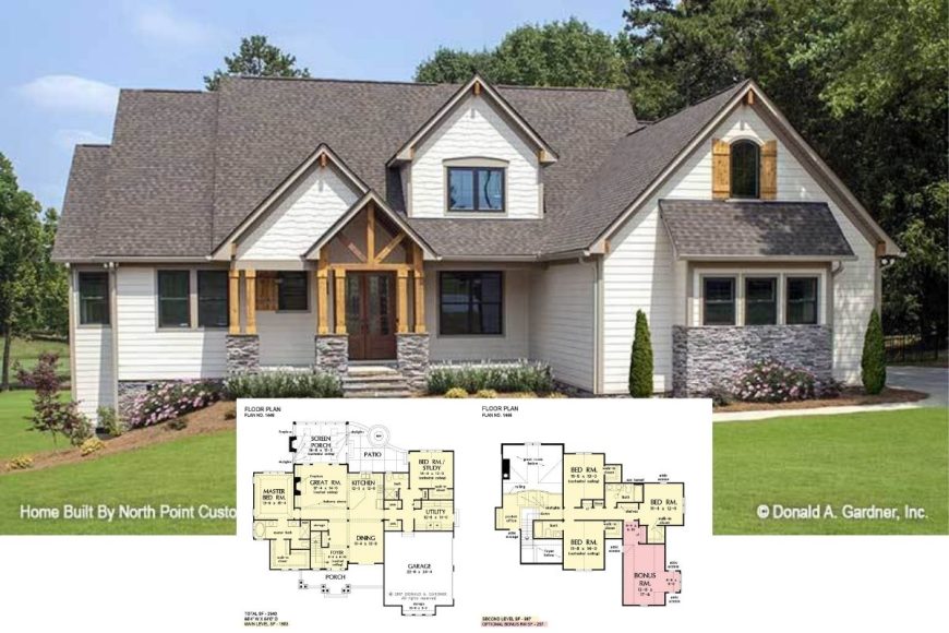 Ranch Style Single-Story 4-Bedroom Home with Covered Front Porch and ...