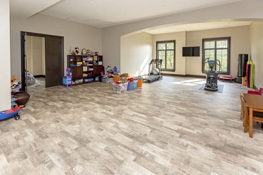 A large bonus room turned into an exercise and playroom.A large bonus room turned into an exercise and playroom.