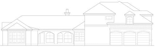 Left elevation sketch of the two-story 3-bedroom The Latrobe home.