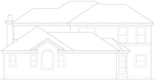 Rear elevation sketch of the two-story 3-bedroom The Latrobe home.