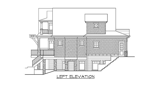 Left elevation sketch of the two-story 4-bedroom Gilroy home.