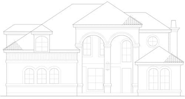 Front elevation sketch of the two-story 3-bedroom The Latrobe home.