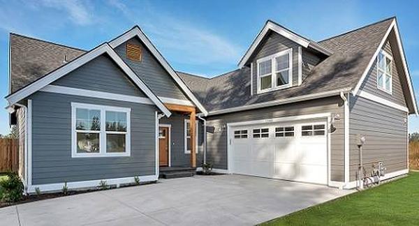The living room has triple pane windows and a glass-enclosed fireplace flanked with white built-ins.