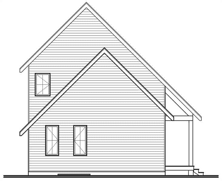 Rear elevation sketch of the 3-bedroom two-story Scandinavian style Willowgate home.