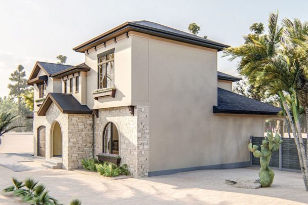 Modern 4-Bedroom Adobe-Style Floor Plan Features Soaring Foyer
