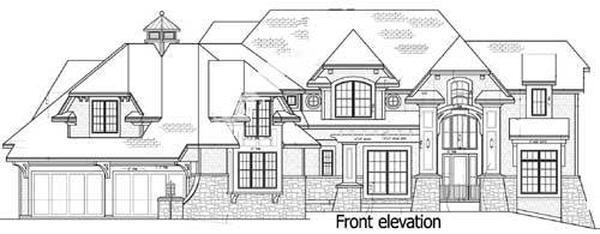 Front elevation sketch of the 5-bedroom two-story New England inspired home.