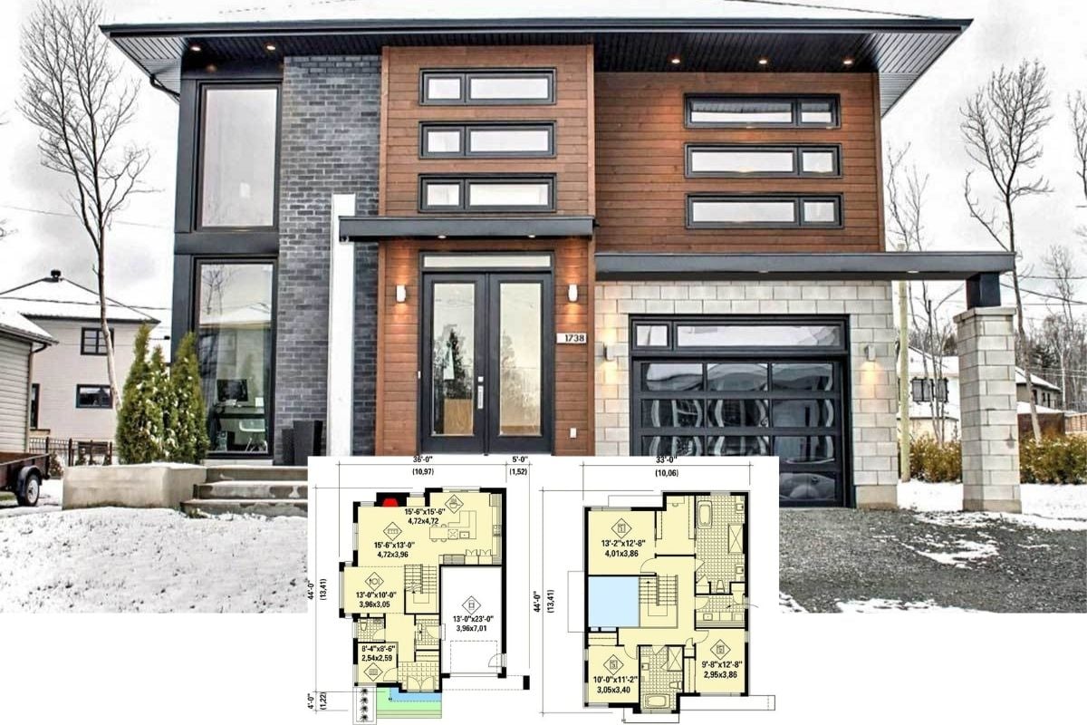 Two-Story 3-Bedroom Prairie Style Home (Floor Plan)