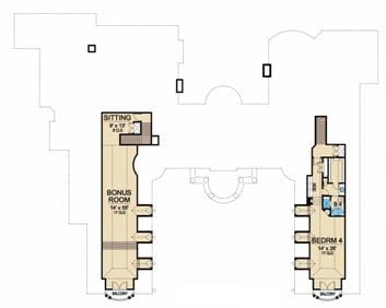 Second level floor plan with another bedroom and a separate bonus room.