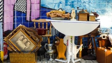 A bunch of used furniture and home decorations on display.