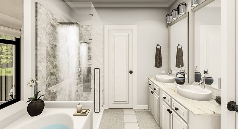 A white door in the middle leads to the walk-in closet.