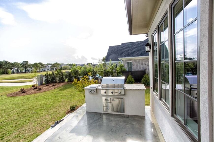 The patio has a summer kitchen for outdoor entertaining.